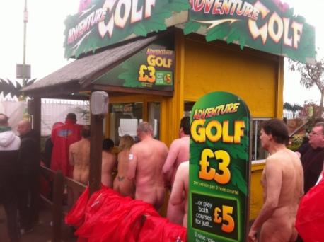 Naked mini golf Southend