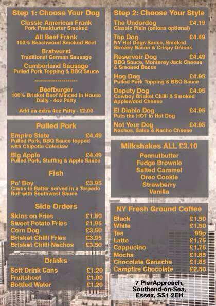 NY Hot Dogs Southend Menu
