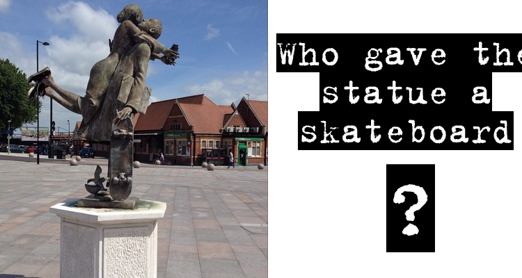 Who gave the statue a skateboard?