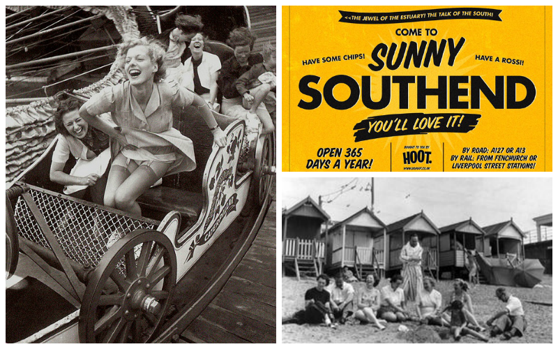 Southend Vintage Kursaal, postcard and beach