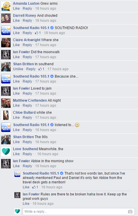 Southend Radio Facebook Story