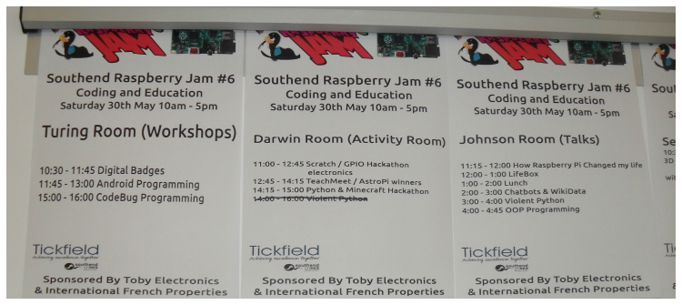 Southend Raspberry Jam #6 May 2015 Schedule