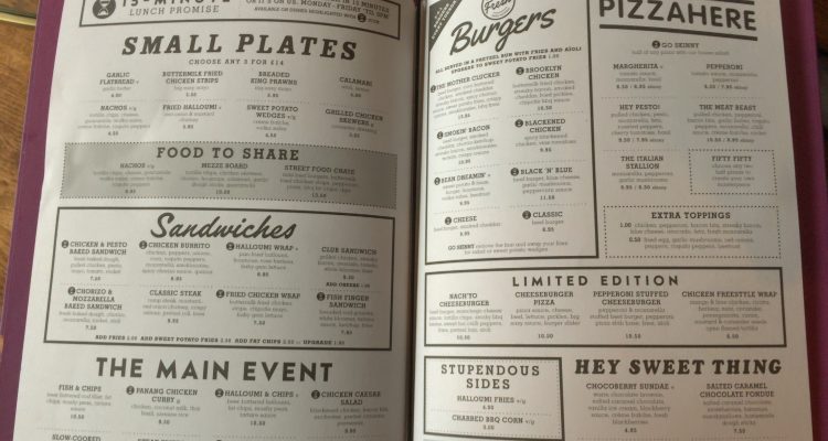 Revolution food menu